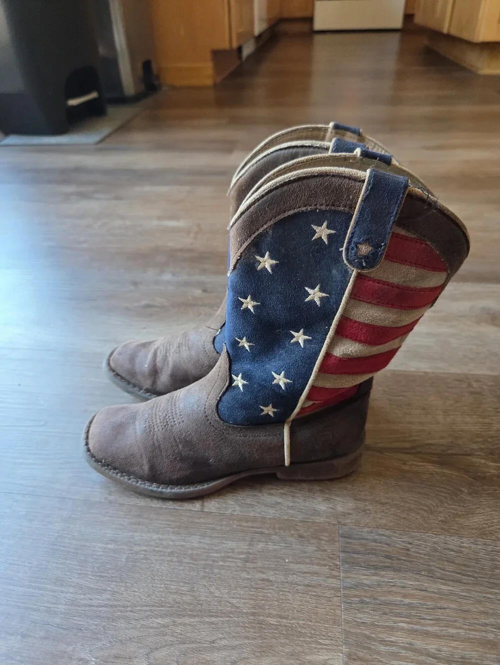 Roper American Patriotic Flag Square Toe Cowboy Mid Calf Boots Little kids 1Y